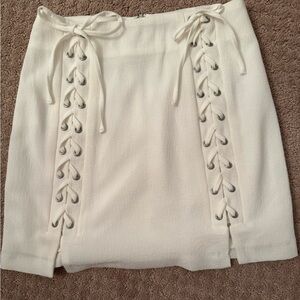 Abbeline White Lace Up Skirt